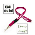 1/2" Polyester Lanyard W/ Metal Swivel Snap Hook & Snap Buckle Release